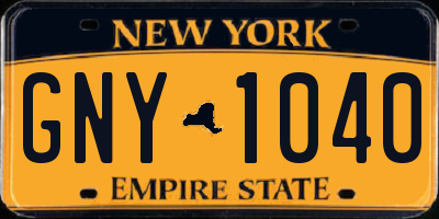 NY license plate GNY1040