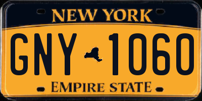 NY license plate GNY1060