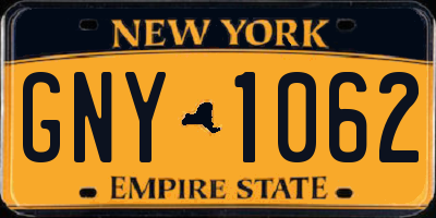 NY license plate GNY1062
