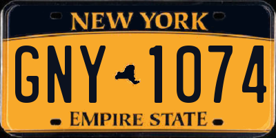 NY license plate GNY1074
