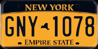 NY license plate GNY1078