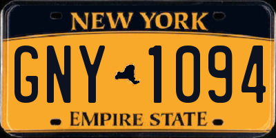 NY license plate GNY1094