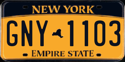 NY license plate GNY1103