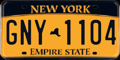 NY license plate GNY1104