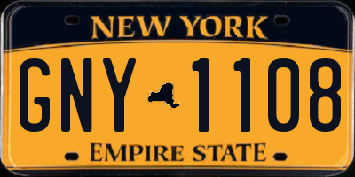 NY license plate GNY1108