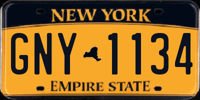 NY license plate GNY1134