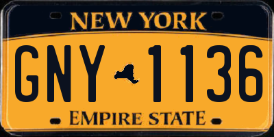 NY license plate GNY1136