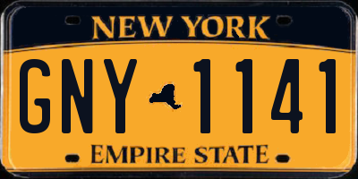 NY license plate GNY1141