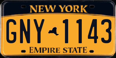 NY license plate GNY1143
