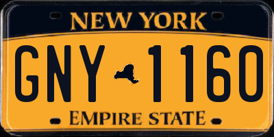 NY license plate GNY1160
