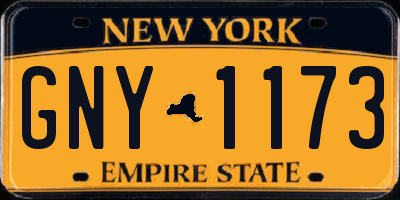 NY license plate GNY1173