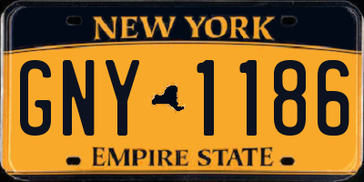 NY license plate GNY1186