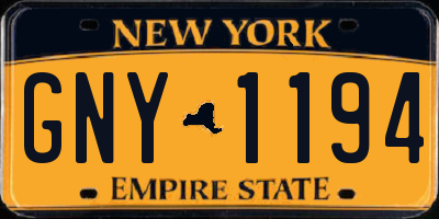 NY license plate GNY1194