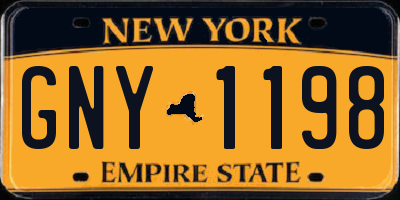NY license plate GNY1198