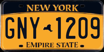 NY license plate GNY1209