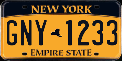 NY license plate GNY1233