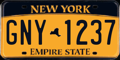 NY license plate GNY1237