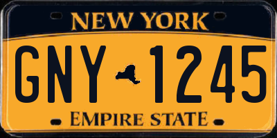 NY license plate GNY1245