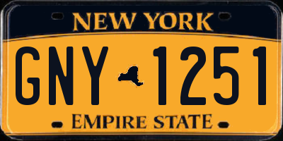 NY license plate GNY1251