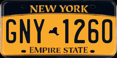 NY license plate GNY1260