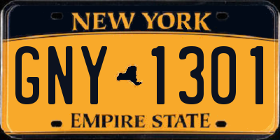 NY license plate GNY1301