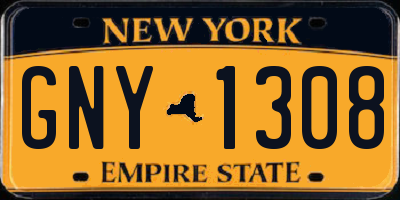 NY license plate GNY1308