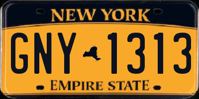 NY license plate GNY1313