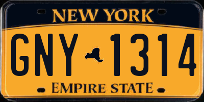 NY license plate GNY1314