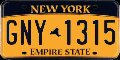 NY license plate GNY1315