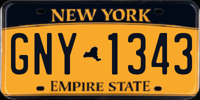 NY license plate GNY1343