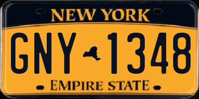 NY license plate GNY1348