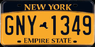 NY license plate GNY1349