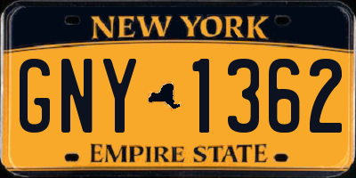 NY license plate GNY1362
