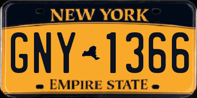 NY license plate GNY1366