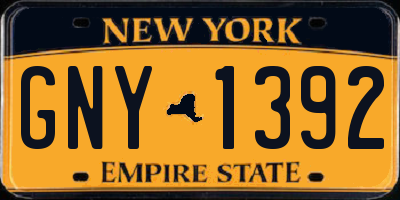 NY license plate GNY1392