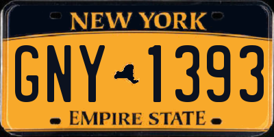 NY license plate GNY1393