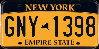NY license plate GNY1398
