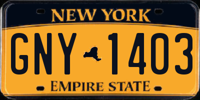NY license plate GNY1403
