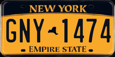 NY license plate GNY1474