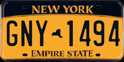 NY license plate GNY1494