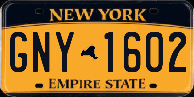 NY license plate GNY1602