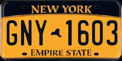 NY license plate GNY1603