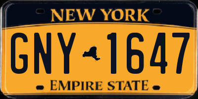 NY license plate GNY1647