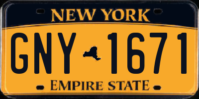 NY license plate GNY1671