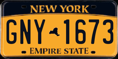 NY license plate GNY1673