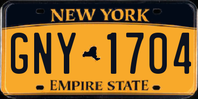 NY license plate GNY1704