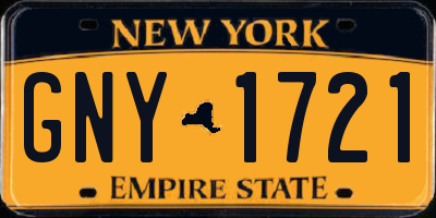 NY license plate GNY1721