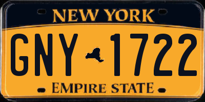 NY license plate GNY1722