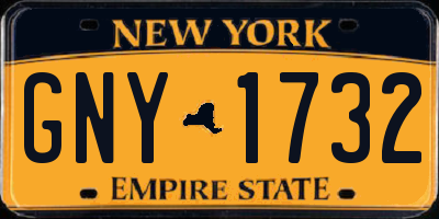 NY license plate GNY1732