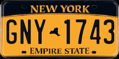 NY license plate GNY1743